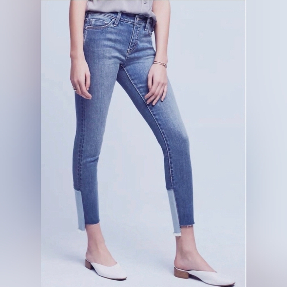 Anthropologie Pilcro Script High Low Patchwork Jeans Size 27